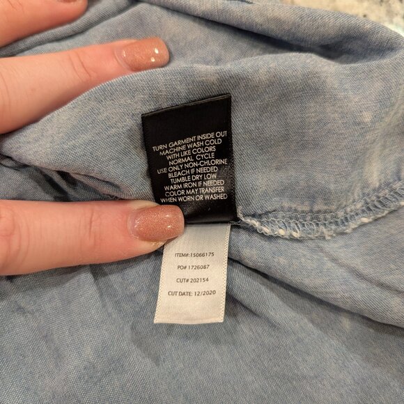 TORRID Chambray Ruffle Hem Skirt 1/1X/14-16 SUPER SOFT Flowy Faded Denim-Look - Picture 7 of 9